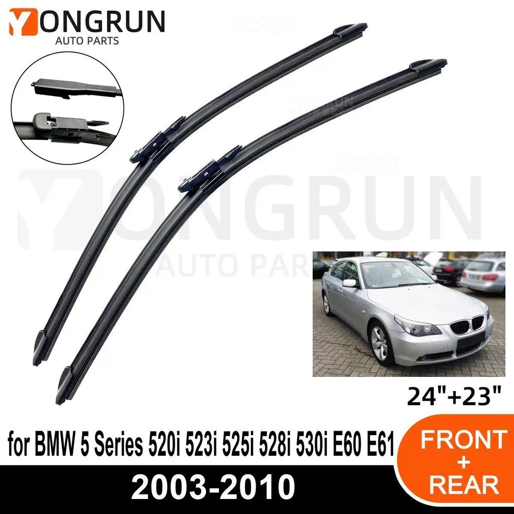 ที่ปัดน้ําฝนด้านหน้าสําหรับ BMW 5 Series 520i 523i 525i 528i 530i E60 E61 2003-2010 ใบปัดน้ําฝนยาง 2