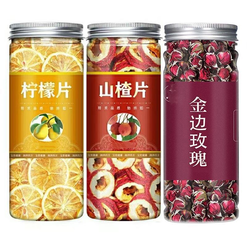 山楂片柠檬片玫瑰花组合茶柠檬茶山楂干片无核山楂圈泡水泡茶组合Hawthorn slices, lemon slices, rose combination tea, lemon tea20250228