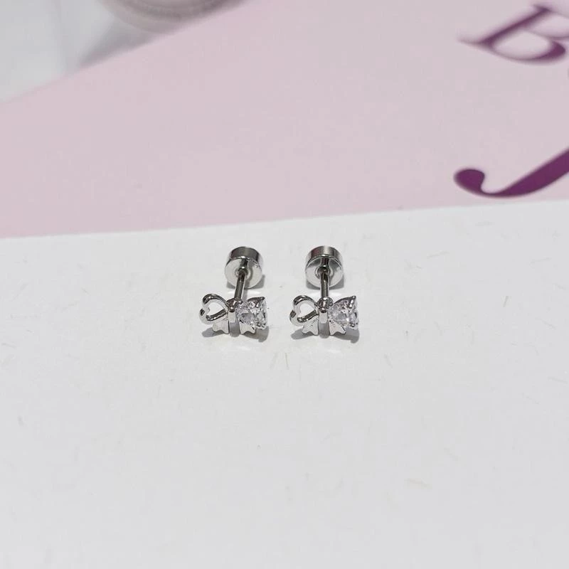Jinjoo จิวต่างหู รุ่น Lumi Bow ก้านหนา 0.8 mm. สแตนเลส316