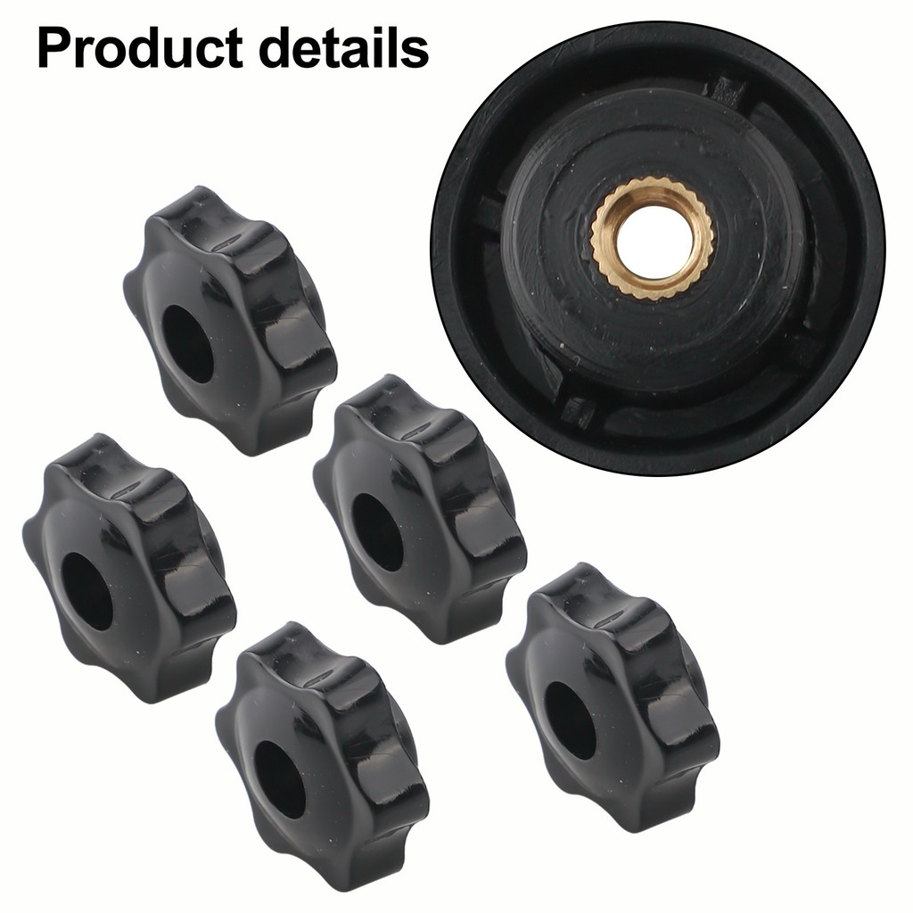 [FAIRLAND-TH] 6pcs M6 38mm Clamping Nuts Knob Grip Screw พลาสติก Star Nuts สําหรับเครื่องสีดํา
