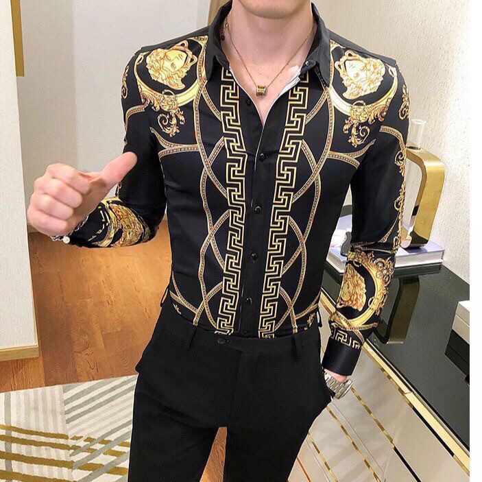 2025 เสื้อเชิ้ตแขนยาวผู้ชายฤดูใบไม้ผลิ พิมพ์ด้านบน สไตล์เกาหลีหล่อ ขนาดใหญ่ เสื้อเชิ้ตทันสมัย