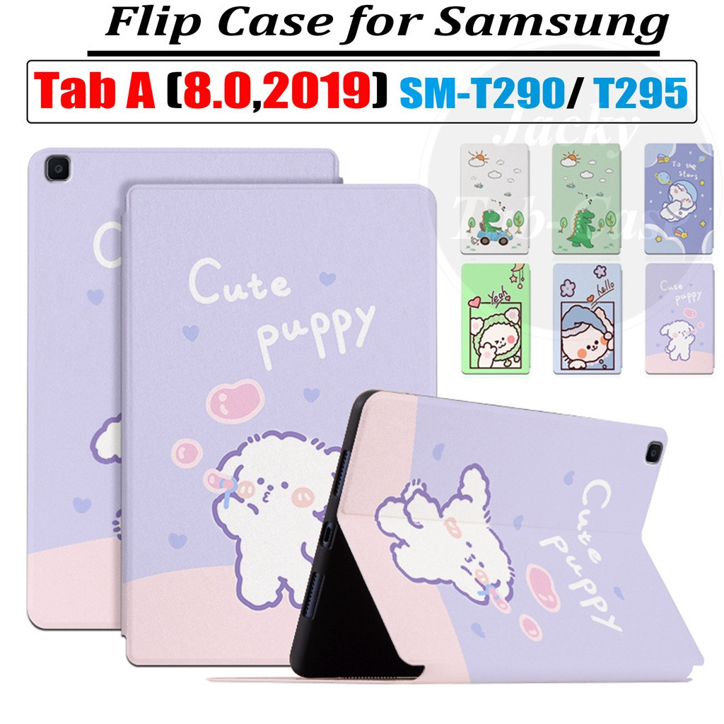 สําหรับ Samsung Galaxy Tab A (8.0,2019) T295 T290 แท็บเล็ต TabA 8.0 "SM-T290 SM-T295 น่ารักการ์ตูนกรณีพลิกคุณภาพสูง PU หนังฝาครอบ