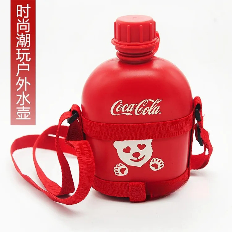Coke polar bear memorial keg ถ้วยแบบพกพากลางแจ้ง 1000ml พร้อมอุปกรณ์ประกอบฉากธีมโคล่า&-*&