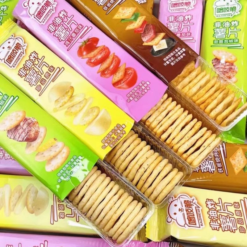 Cha Cha Crisp Sankan Potato Chips Chacha Potato Crisp รวม 24 ชิ้นของว่างสํานักงานหลายรสชาติไม่ทอด202