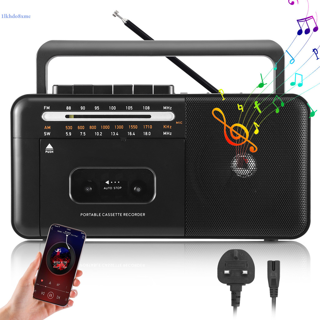 ถูกที่สุด Cassette Player Bluetooth Boombox, Radio AM/FM/SW, Cassette Tape Player/Recorder Support U