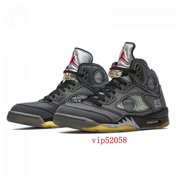 Off-White x A/J 5 Retro spmuslin CT8480-001 ผู้ชายผู้หญิงรองเท้าสบายๆรองเท้าผ้าใบ