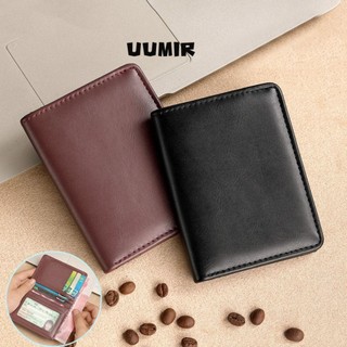 Uumir กระเป๋าสตางค์ผู้ชาย, กระเป๋าสตางค์สั้นหนัง PU บาง, ที่ใส่บัตรย้อนยุคคุณภาพสูงผู้ชาย