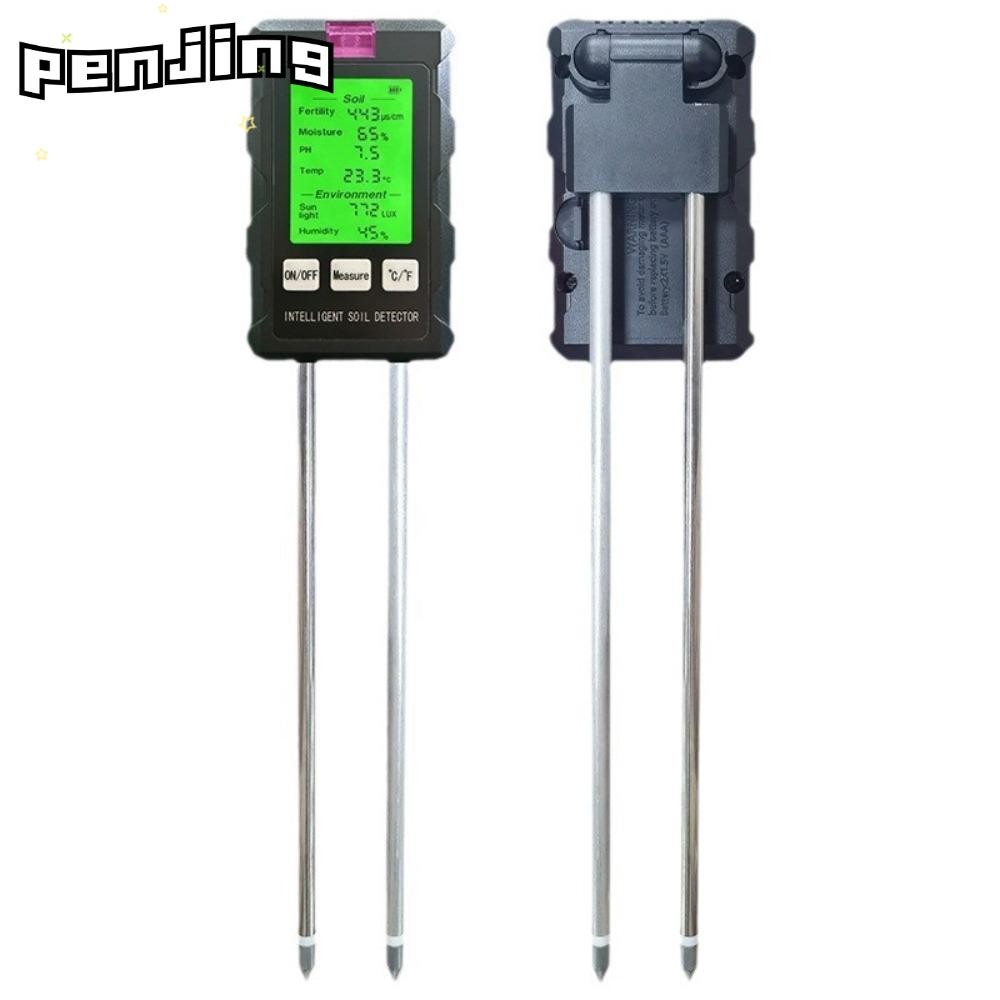 Penjing เครื่องตรวจจับปุ๋ยดิน, เครื่องทดสอบดินหน้าจอ LCD 6-in-1, โพรบโลหะ 90° เครื่องวิเคราะห์ดินในสวนหมุนสําหรับตรวจสอบดิน