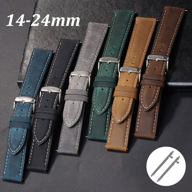 วินเทจสายนาฬิกาหนังแท้วง14มิลลิเมตร16มิลลิเมตร18มิลลิเมตร20มิลลิเมตร22มิลลิเมตร24มิลลิเมตรด่วนที่วางจําหน่ายสร้อยข้อมือชั้นหนังวัวสายนาฬิกาข้อมือกีฬาสายรัดข้อมือสากลผู้หญิงผู้ชายข้อ