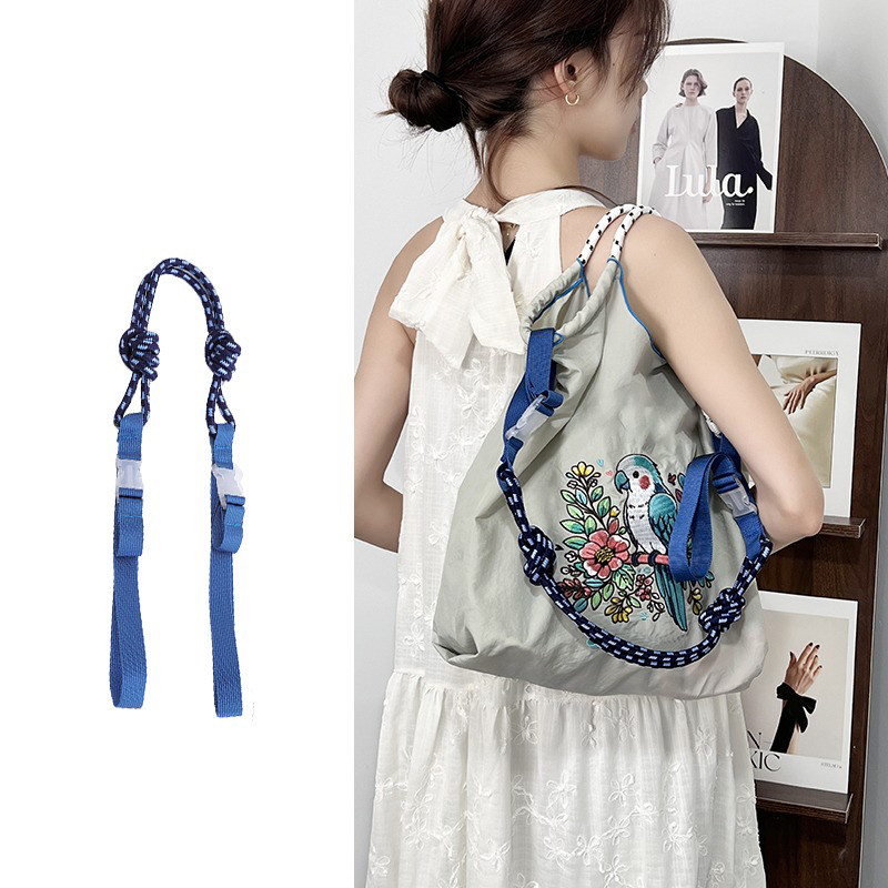 กระเป๋าช้อปปิ้งไนลอนแฟชั่นพร้อมเย็บปักถักร้อย Ball-Chain เป็นมิตรกับสิ่งแวดล้อมสายคล้องไหล่อุปกรณ์เสริมกระเป๋าสะพายข้าง