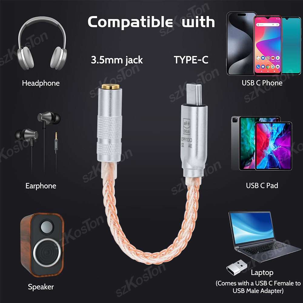 ประเภท C ถึง 3.5 มม.32 B/384kHz อินเทอร์เฟซเสียง CB1200AU DAC HiFi เครื่องขยายเสียงหูฟัง IEM AMP สมาร์ทโฟนอะแดปเตอร์สําหรับ iPhone15 Samsung ฯลฯ