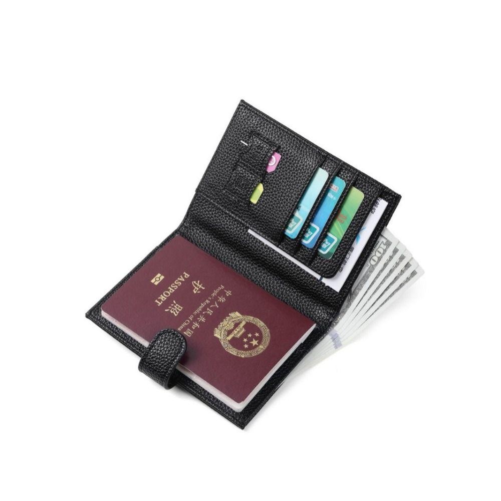 Cactu RFID Passport Holder, PU หนังสีทึบใบรับรองหนังสือเดินทาง,แบบพกพา RFID Anti Theft Multi-function Card Holder ผู้ชายผู้หญิง - รูปที่ 5