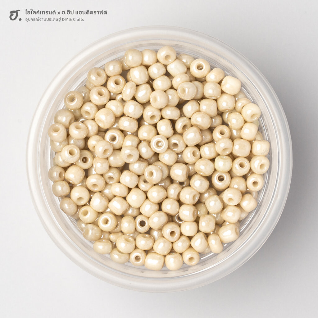 ลูกปัดเม็ดทราย ขนาด 4 มม. สีขาวครีม Creamy Shimmer