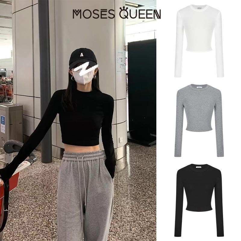 MOSESQUEEN  สั้นแขนยาว ฤดูร้อนผู้หญิงท้องใหม่สีขาวบริสุทธิ์ทุกวันเสื้อลําลอง #62241