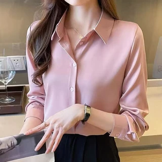 เสื้อเชิ้ตผู้หญิงแขนยาว สไตล์ผ้าชีฟอง เหมาะกับการไปทำงาน