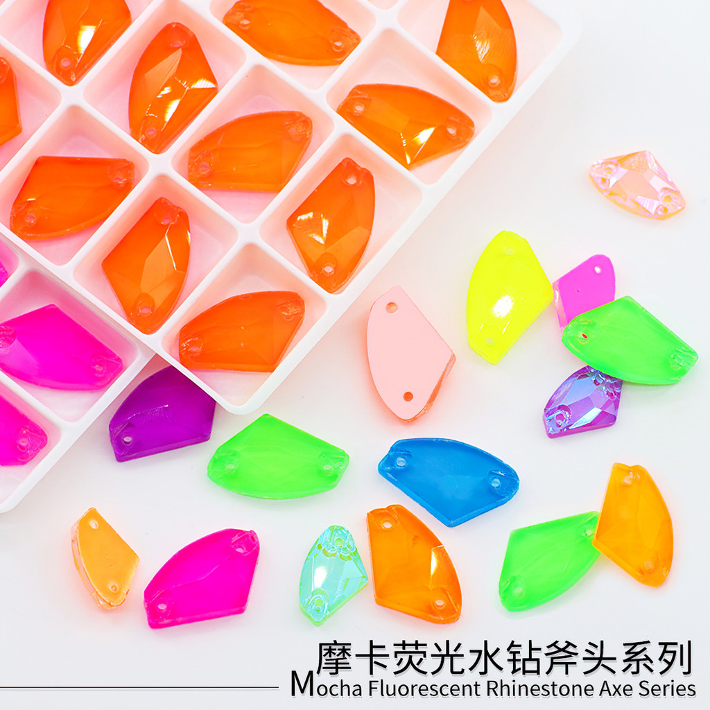 แก้วขวานเรืองแสง ปักด้วยมือ คริสตัลโมคค่า คริสตัลโดปามีน ชุดสี DIY อุปกรณ์เครื่องประดับ เสื้อผ้า วัสดุชุดแต่งงาน
