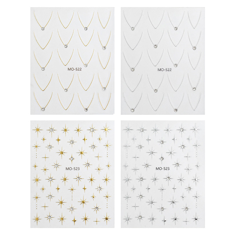 คริสตัล Starlight สติ๊กเกอร์ติดเล็บบรรเทา 3D โลหะเงินสีดําเล็บ Decals DIY Bling ตกแต่งเล็บ - รูปที่ 6