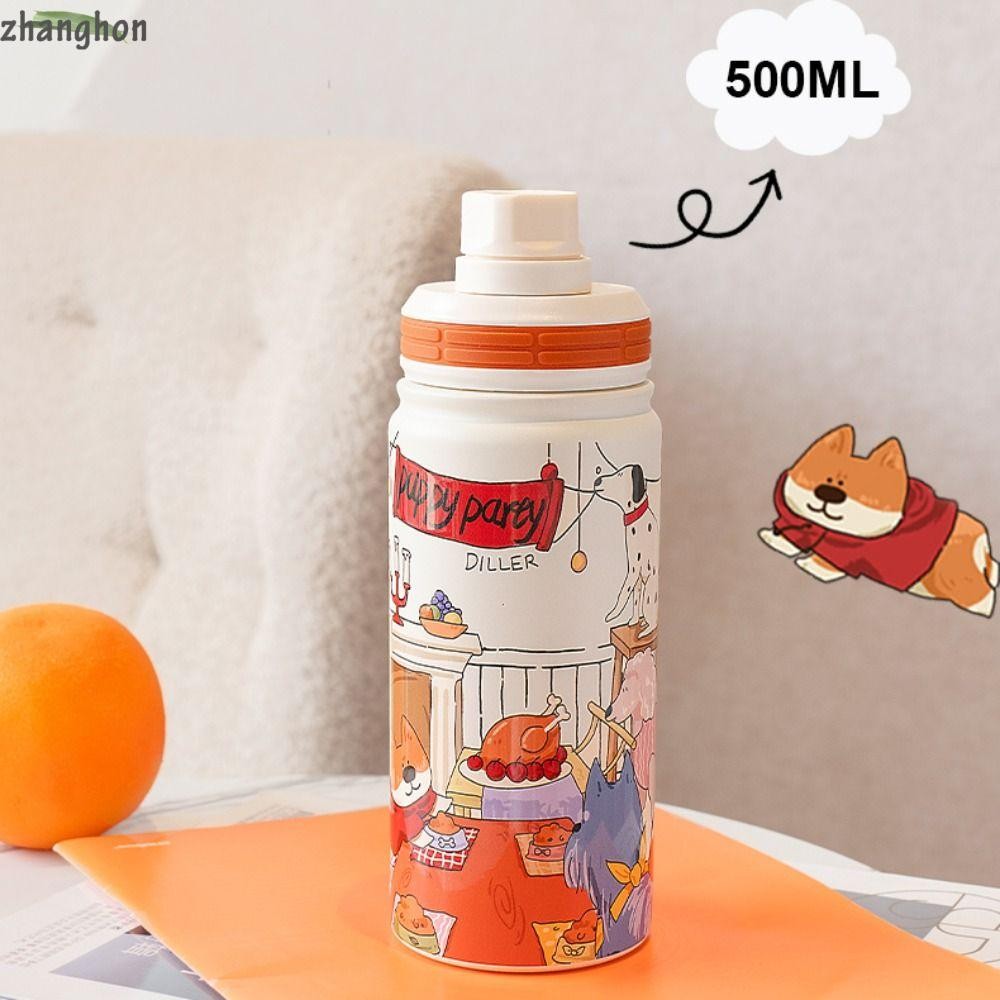 Zhanghong ถ้วยฉนวน, แก้วเก็บความร้อนความจุขนาดใหญ่ 500ML/350ML, 316 สแตนเลสลูกสุนัข/หมีถ้วยสูญญากาศ