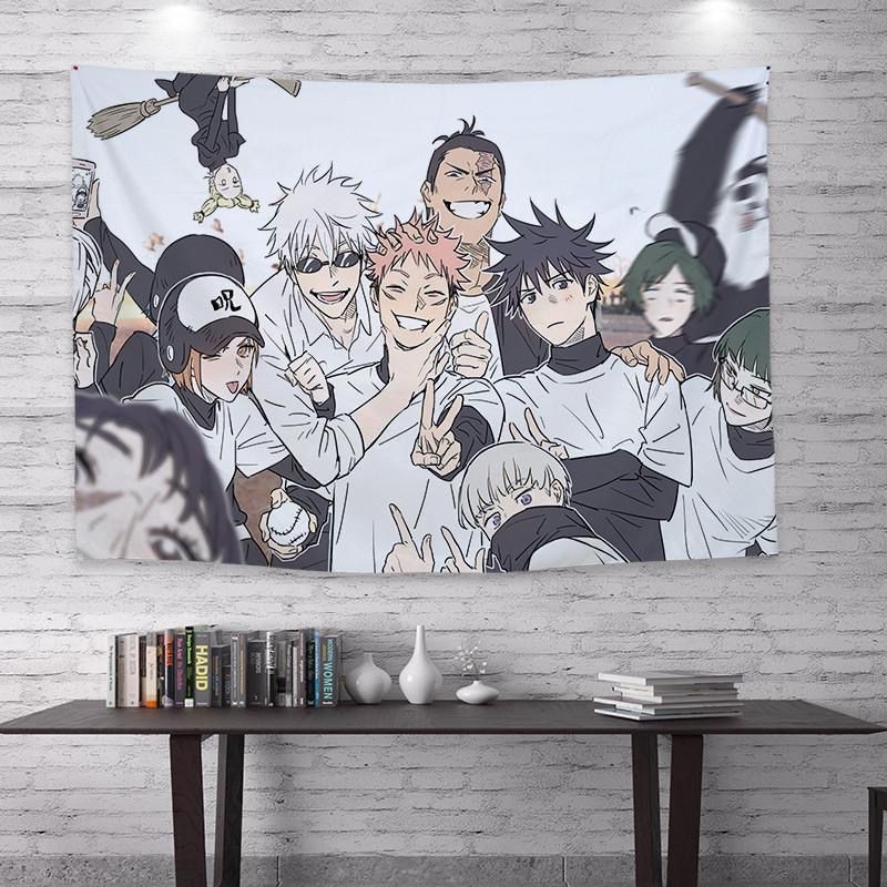 ผ้าแขวนอนิเมะญี่ปุ่น Agirl Jujutsu Kaisen ตกแต่งภายในหอพัก ผ้าพื้นหลังการ์ตูนบุคลิกภาพ