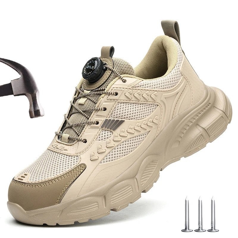 Size 47 48 Work Safety Shoes Men Indestructible Steel Toe Work Sneakers Rotation button Lightweight Men Protective Safety Boots MZMT