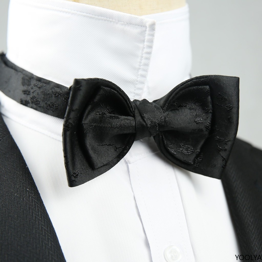 ผู้ชายผูกผู้ชายเจ้าบ่าวแต่งงานเกาหลีอย่างเป็นทางการสูทชุดอุปกรณ์เสริมแข็งทักซิโด้สีดําไวน์โบว์