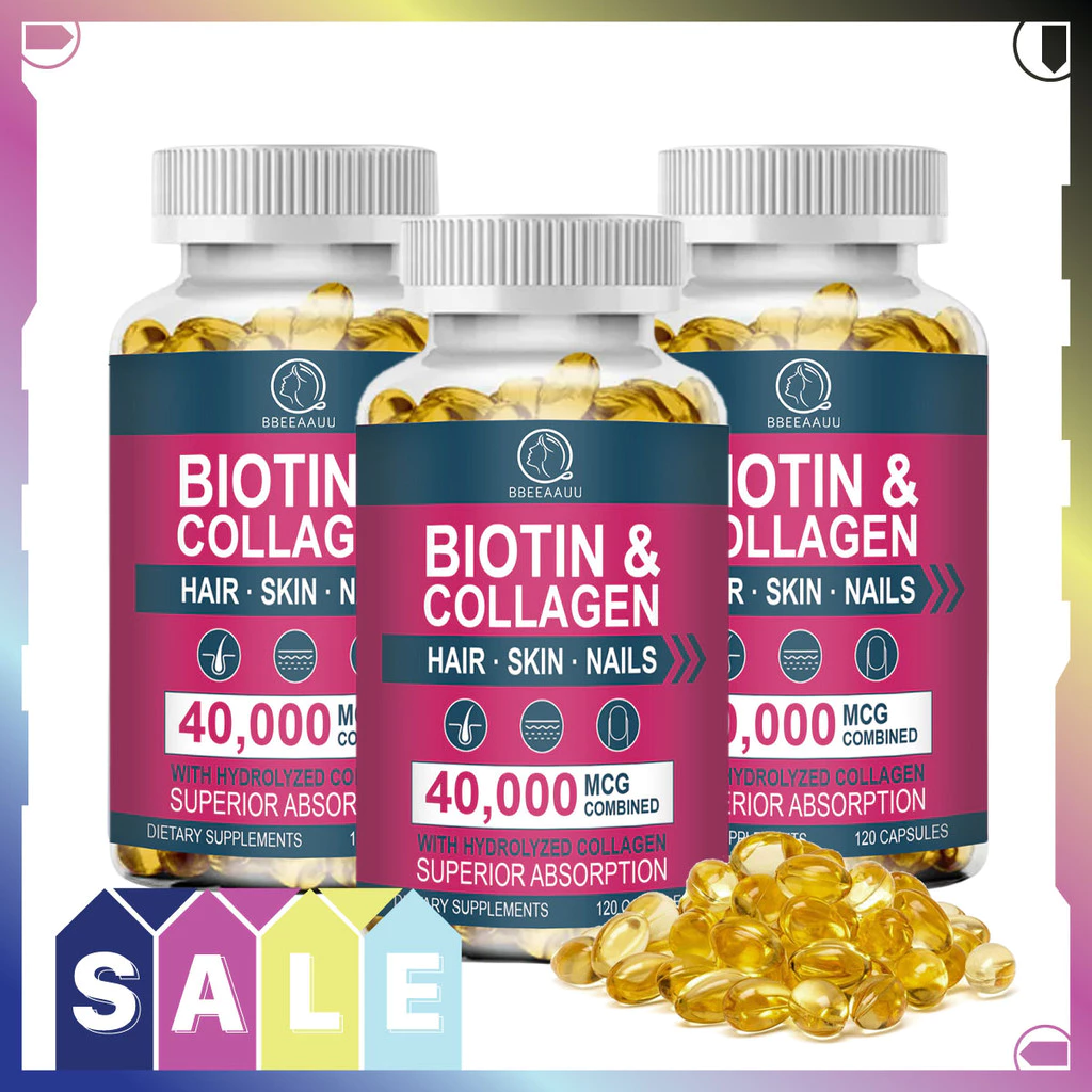 BBEEAAUU Biotin Capsules คอลลาเจน เคราติน บำรุงผม ผิว เล็บ