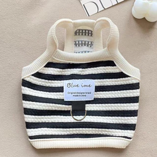 เสื้อผ้าสัตว์เลี้ยงสําหรับสุนัขและแมวพร้อมห่วงจูง - WholesaleTeddy Bear Striped Vest with INS Style สินค้ามาใหม่