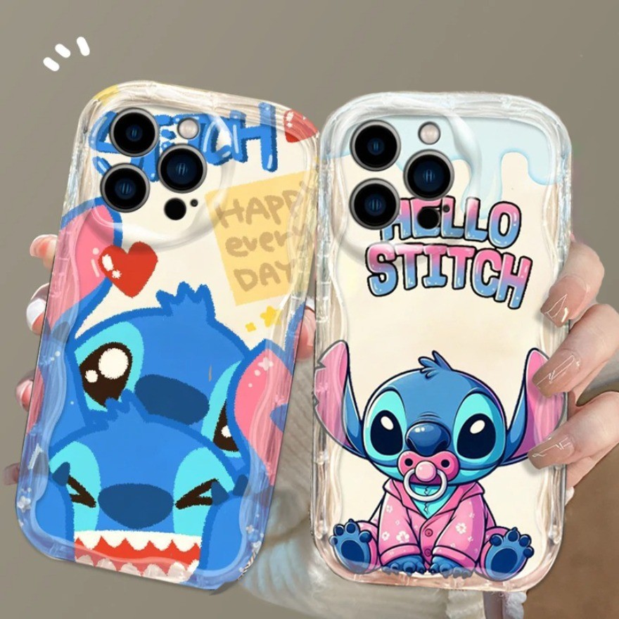 เคสใสใสสําหรับ Infinix Hot 50i 10 11 9 12 20 30 Play 40 Pro 40i 20i 30i 12i หมายเหตุ 30 12 40 Pro + Smart9 Disney Stitch สตรอเบอร์รี่ 3D Wave Case