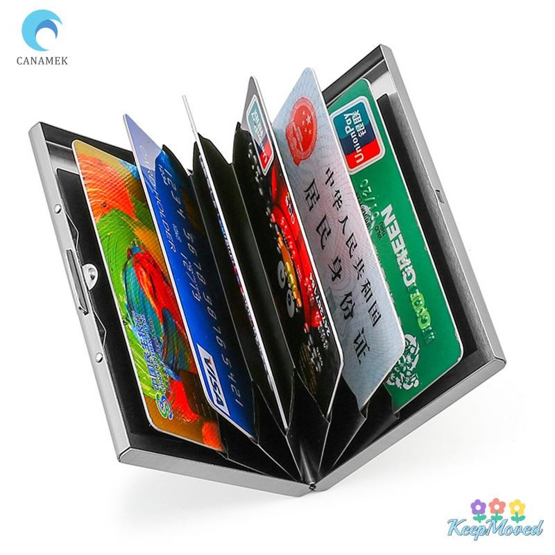 Keepmoved แบบพกพาคลาสสิกสแตนเลสผู้ถือบัตรเครดิตผู้ชาย Slim Anti Protect Travel ID Cardholder ผู้หญิง Rfid กระเป๋าสตางค์โลหะใหม่