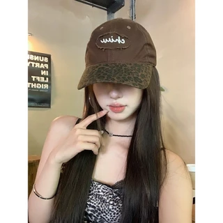 พร้อมส่ง🔥หมวกเบสบอลเสือดาว, หมวกเบสบอลปักบังแดดแบบปรับได้, ผ้าฝ้ายฮิปฮอปลําลองย้อนยุค Y2k Peaked หมวกหญิง