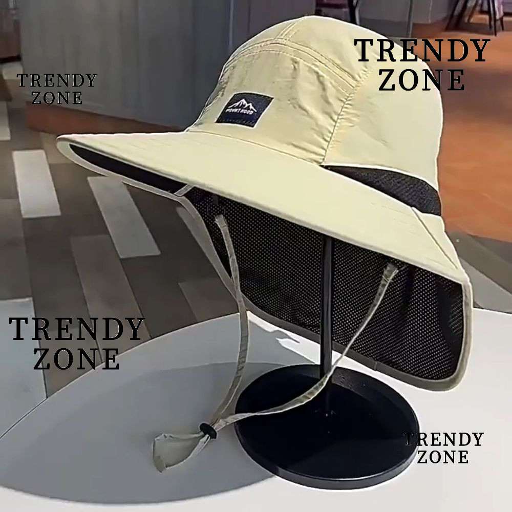 Trendyzone หมวกปีกกว้าง กันแดด แบบแห้งเร็ว สําหรับตกปลา เดินป่า