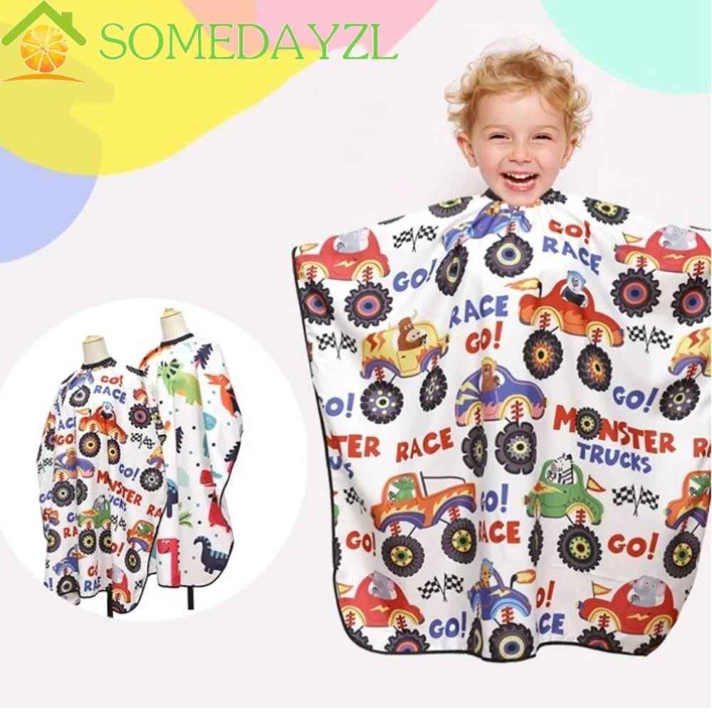 Somedayzl ผ้าคลุมตัดผม ลายการ์ตูนน่ารัก กันน้ํา แบบมืออาชีพ สําหรับเด็ก ร้านตัดผม