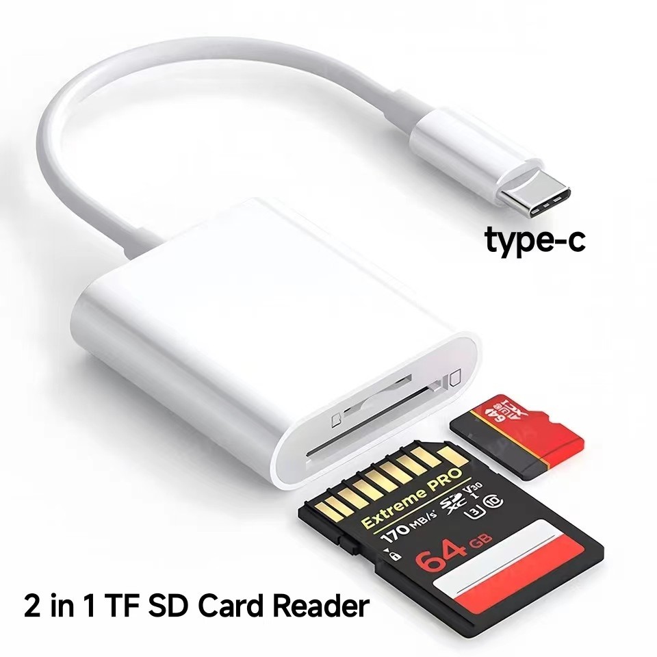 2 in 1 ตัวแปลงการ์ดรีดเดอร์ Type-C เป็น TF SD สําหรับ Huawei xiaomi