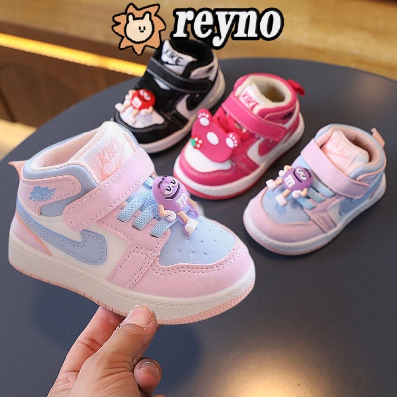 REYNO รองเท้าลำลองรองเท้าผ้าใบเด็กผู้ชายรองเท้าบอร์ดสูงเด็กผู้หญิง