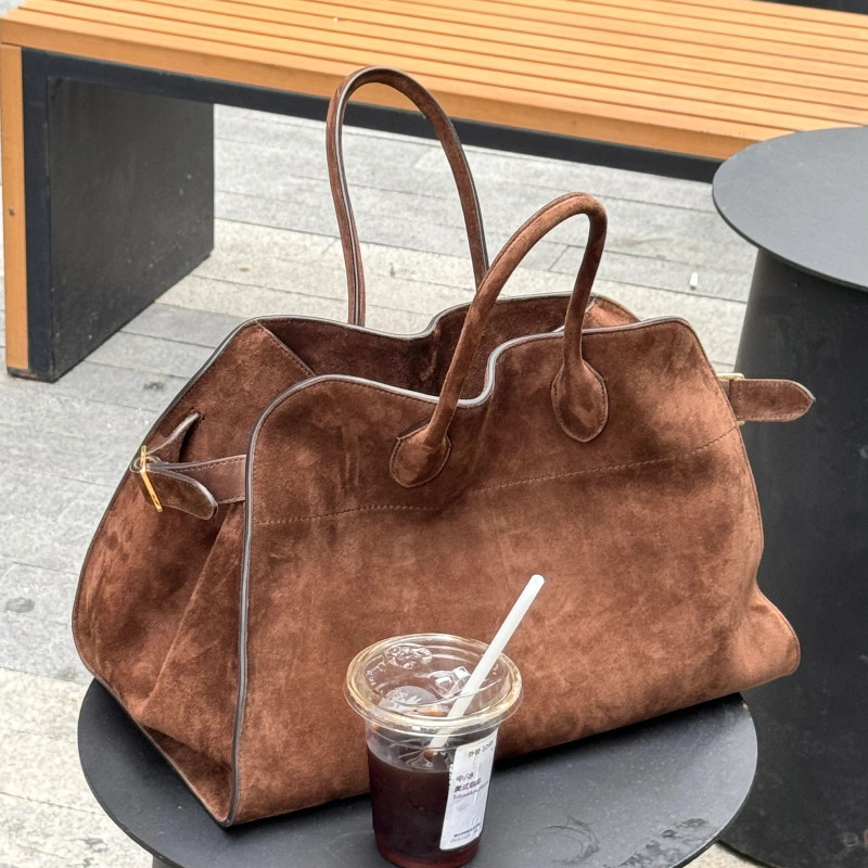 【คุณภาพสูง】 THE ROW Tote Bag ผมหนังหัวไหล่กระเป๋าโบว์ หนังแท้กระเป๋าเดินทางขนาดใหญ่