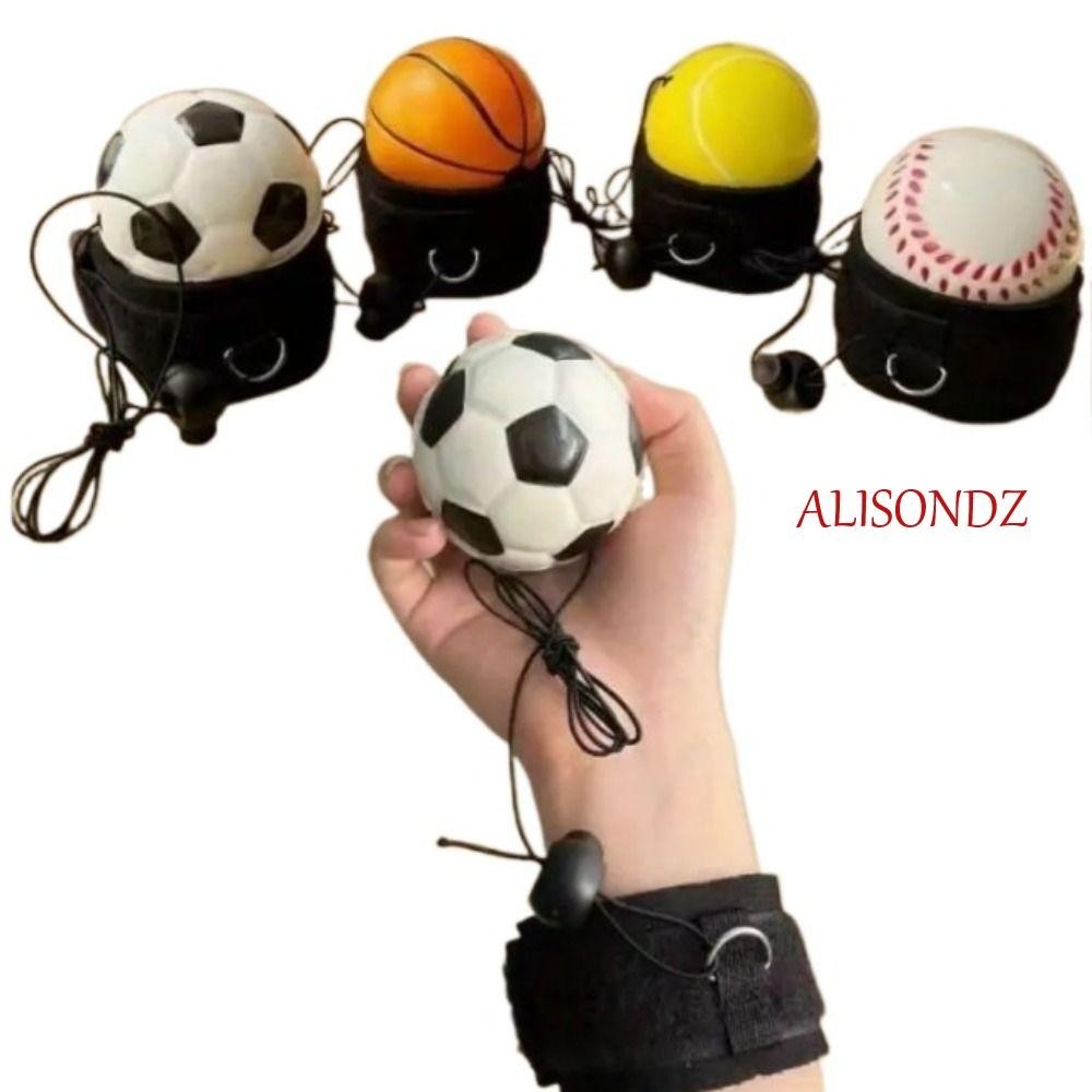 Alisondz ลูกบอลเด้งกลับ ยืดหยุ่น ลูกบอลเด้งกลับ บนสาย ลูกบอลเด้งกลับมือ น่าเบื่อ เกมบอลตลก ออกกําลังกาย กีฬาบาสเก็ตบอล เด้งกลับ พร้อมสายรัดยางยืด ของเล่นเด็ก