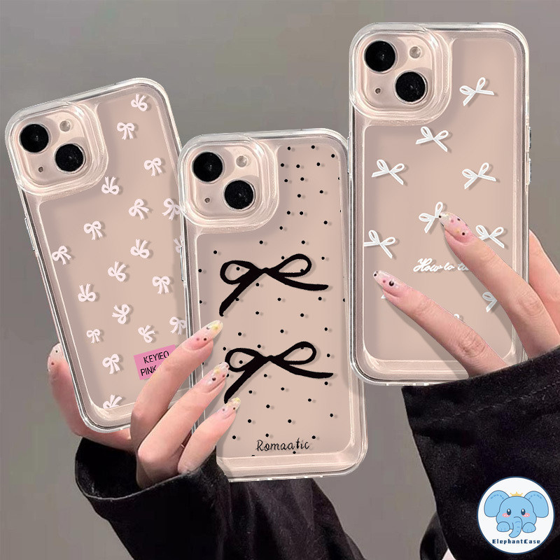 INS สาวน่ารักเกาหลีการ์ตูนโบว์สีชมพูเข้ากันได้ iPhone 11 7 8 Plus XR 13 14 11 12 Pro Max 7Plus 8Plus X XS Max