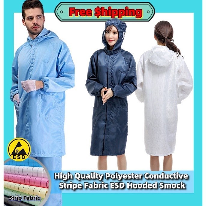 【Uhome】ชุดสูทกันไฟฟ้าสถิตย์ มีซิป กันฝุ่น กันไฟฟ้าสถิตย์ ESD สําหรับห้องแล็บ