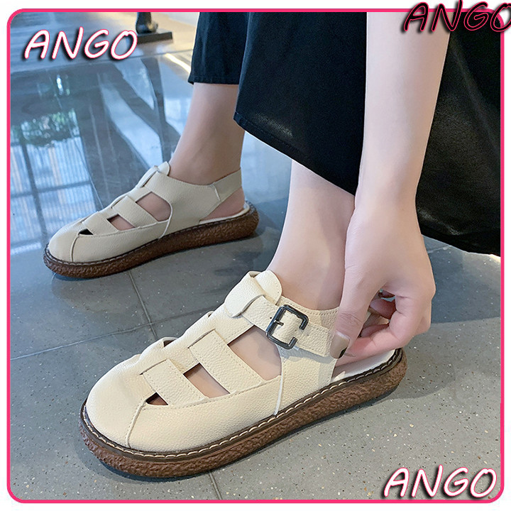 ANGO【สต็อกสินค้า】รองเท้าเท้าแตะรัดส้น รองเท้าแตะแฟชั่นรัดส้นผู้หญิง ทรงสวย พื้นนิ่มน้ำหนักเบา สวมง่ายใส่สบาย ไม่หนักเท้า