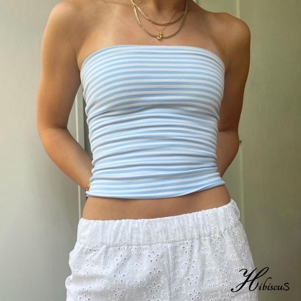 Hibiscus- เสื้อครอปท็อป แขนกุด เปิดไหล่ เปิดหลัง รัดรูป สําหรับผู้หญิง ใส่ไปค็อกเทล ปาร์ตี้