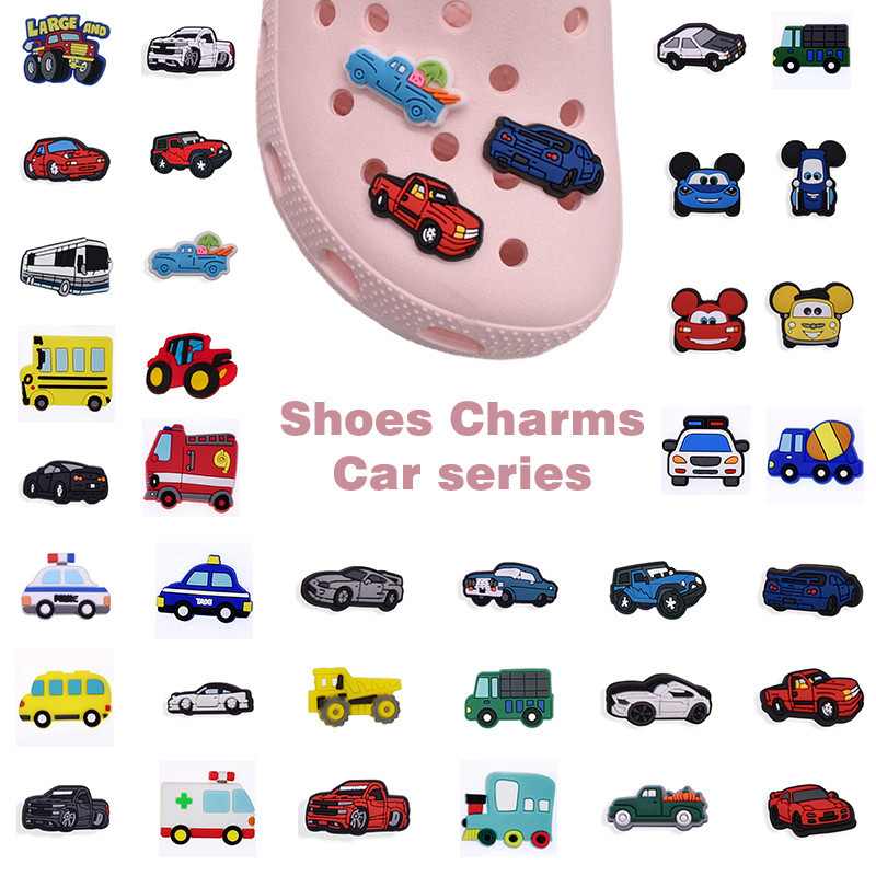 การขนส ่ งยานพาหนะ Jibbit ปุ ่ ม Pins รถยนต ์ รองเท ้ าตกแต ่ ง Charms DIY รถรองเท ้ าอุปกรณ ์ เสริมสําหรับ Croc