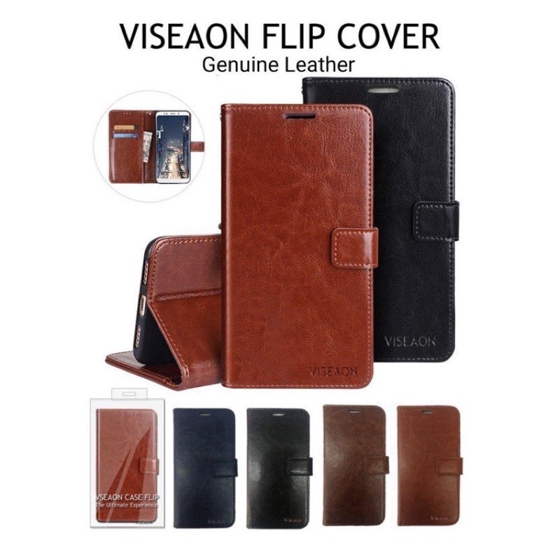 [ Realme C2 / C3 / C11 / C12 / C15 / C17 ] Viseaon เคสหนังแท้ Flip Stand Cover / WALLET CASE / BOOK 