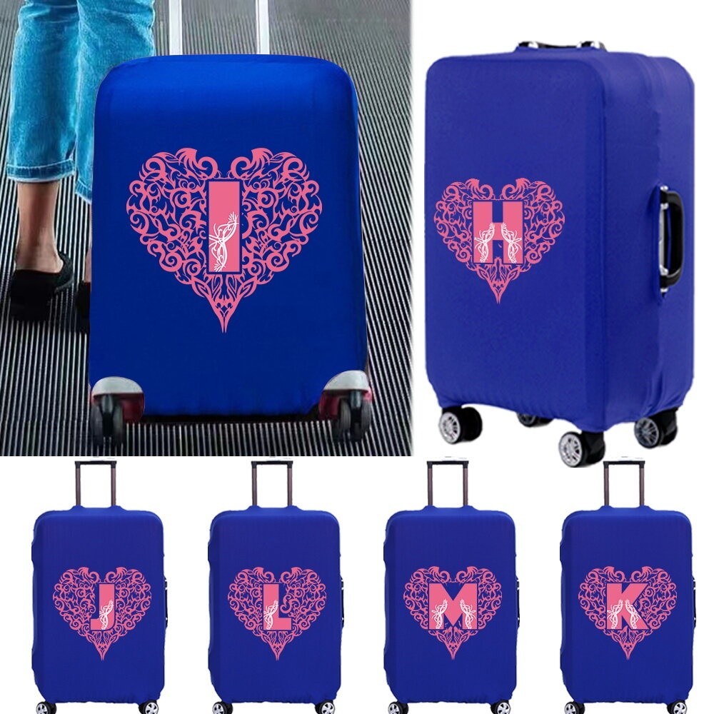 ผ้าคลุมกระเป๋าเดินทาง แบบยืดหยุ่น พิมพ์ลายตัวอักษร Love สําหรับกระเป๋าเดินทาง ขนาด 18-25 นิ้ว สีฟ้า