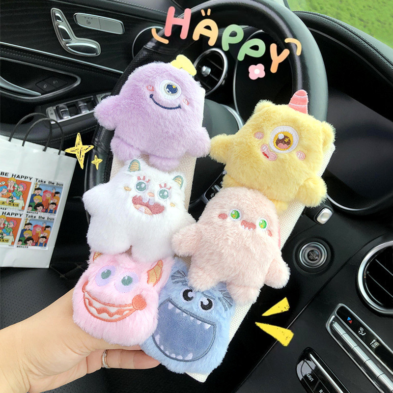 ชุดปลอกหุ้มเข็มขัดนิรภัยรถยนต์ ลายการ์ตูนมอนสเตอร์น่ารัก แบบสร้างสรรค์ สําหรับเด็กผู้หญิง