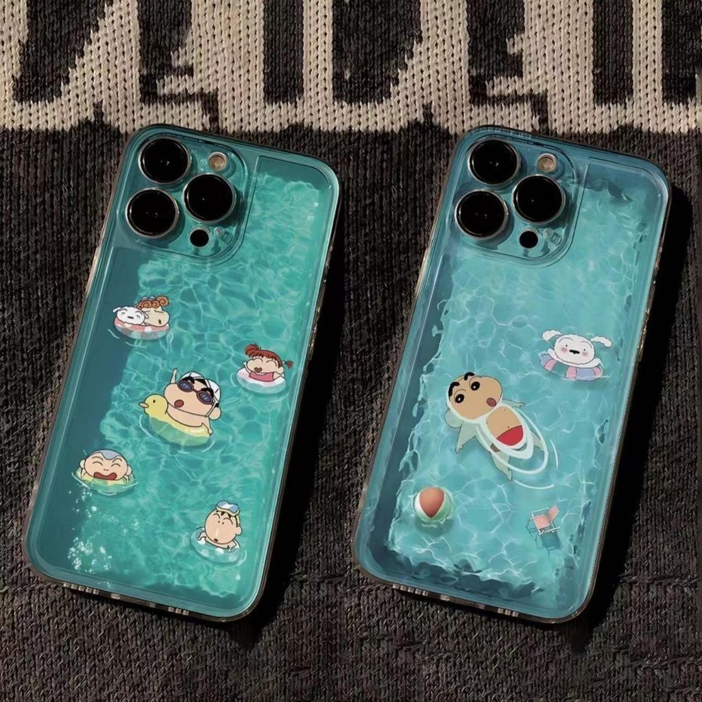 เคสโทรศัพท์มือถือ กันกระแทก ลายการ์ตูนชินจัง เหมาะกับฤดูร้อน สําหรับ Iphone 11 12 xs xr 7p 8 15promax x 13 14