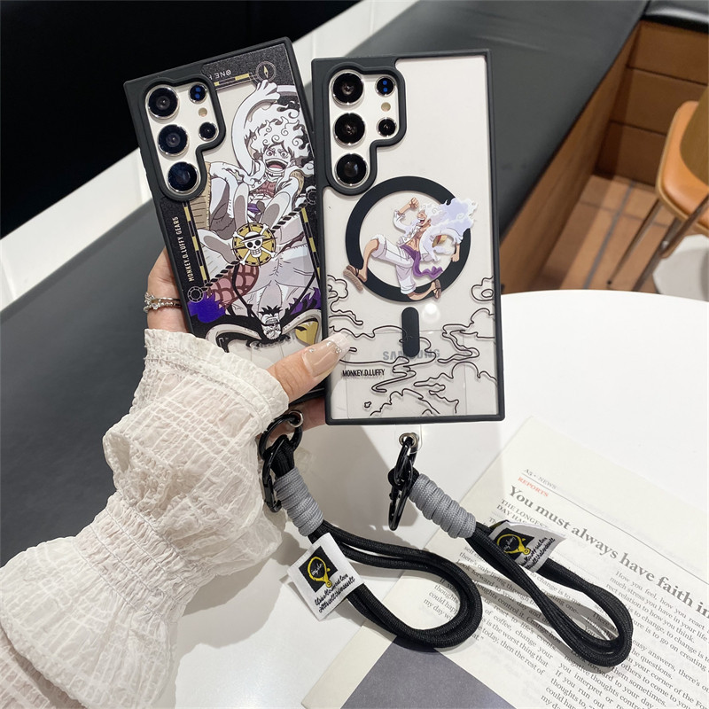 Samsung Galaxy S25 Ultra S24 Ultra เคสโทรศัพท์การ์ตูน One Piece S23 S22 แม่เหล็กที่มีประสิทธิภาพพิเศษรวมทุกอย่าง PC + TPU เคสป้องกัน