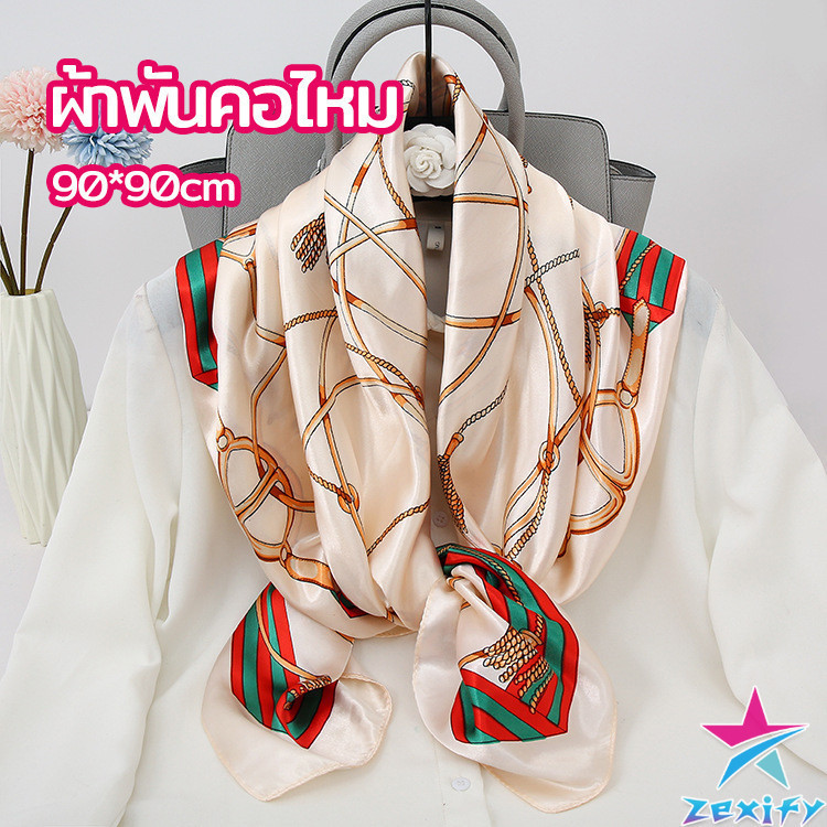 ZXF ผ้าพันคอ ผ้าคลุมไหล่ สไตล์โบฮีเมียน ไหล่ ผ้าพันคอ silk scarf