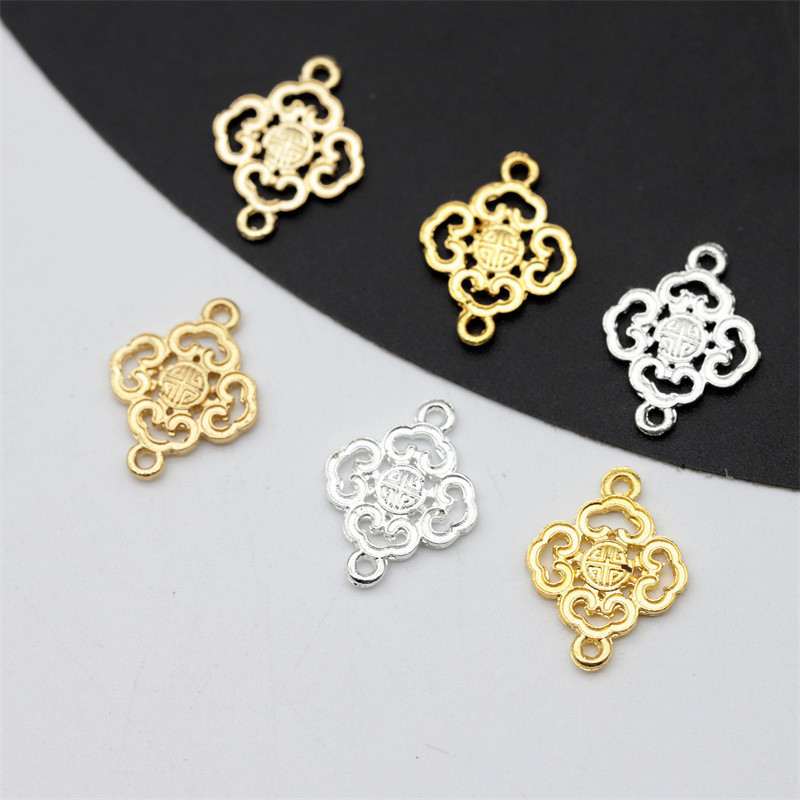 20pcs โลหะผสม Double Hole จี ้ diy โบราณอุปกรณ ์ เสริมผมเครื ่ องประดับวัสดุขายส ่ ง 13 * 17 มม .