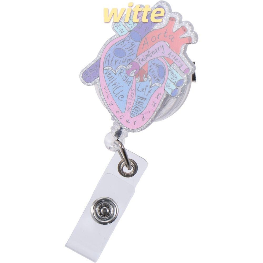 Witte Badge Reel, Retractable พร ้ อม Id Clip Badge Holders , Heart Acrylic Id Card Holder Office