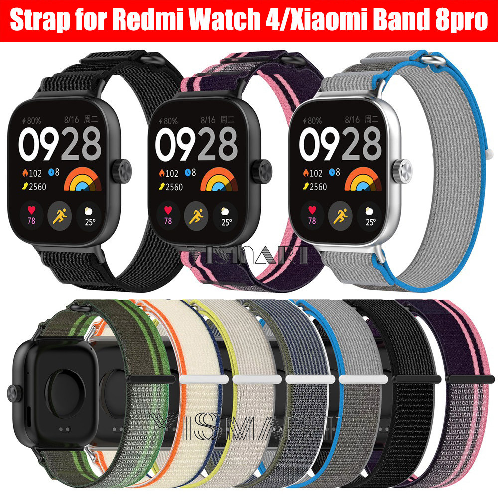 สายห ่ วงไนลอนสําหรับ Xiaomi Redmi นาฬิกา 4 ปรับสร ้ อยข ้ อมือ Mi Band Watchband สําหรับ Xiaomi Smart Band 8 Pro อุปกรณ ์ เสริม